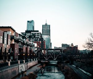 Preview wallpaper city, buildings, river, bridge
