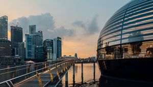 Preview wallpaper city, buildings, river, bridge, architecture, metropolis