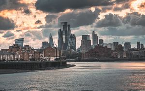 Preview wallpaper city, buildings, river, coast