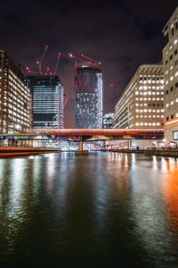 Preview wallpaper city, buildings, river, lights