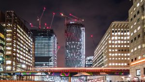Preview wallpaper city, buildings, river, lights