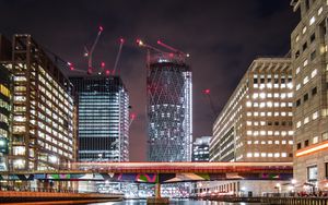 Preview wallpaper city, buildings, river, lights