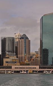 Preview wallpaper city, buildings, river, water