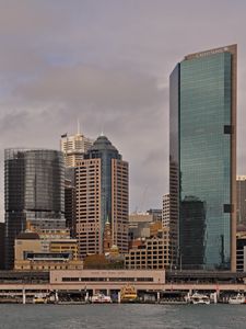 Preview wallpaper city, buildings, river, water