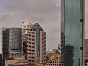 Preview wallpaper city, buildings, river, water