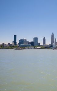 Preview wallpaper city, buildings, river, water, pier