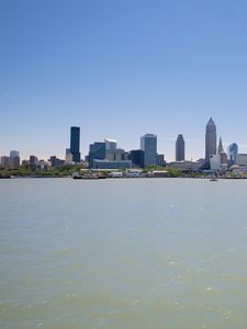 Preview wallpaper city, buildings, river, water, pier