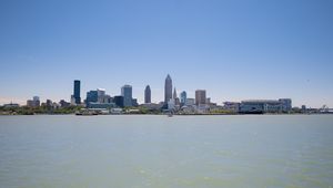 Preview wallpaper city, buildings, river, water, pier