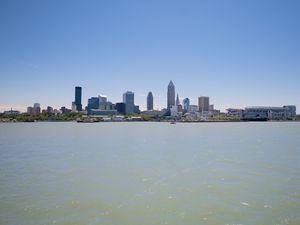 Preview wallpaper city, buildings, river, water, pier