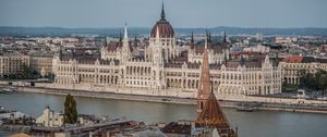 Preview wallpaper city, buildings, river, architecture, old, budapest