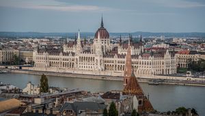 Preview wallpaper city, buildings, river, architecture, old, budapest