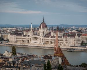 Preview wallpaper city, buildings, river, architecture, old, budapest