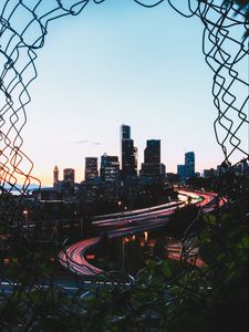 Preview wallpaper city, buildings, road, skyscrapers, view, overview