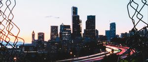 Preview wallpaper city, buildings, road, skyscrapers, view, overview