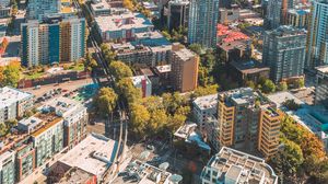 Preview wallpaper city, buildings, road