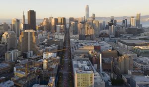 Preview wallpaper city, buildings, road, architecture, street