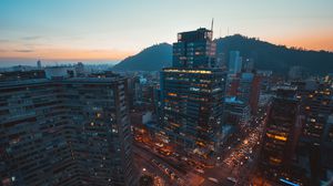 Preview wallpaper city, buildings, road, architecture, lights