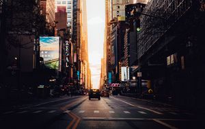 Preview wallpaper city, buildings, road, street, cars