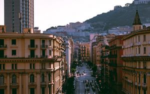 Preview wallpaper city, buildings, road, aerial view