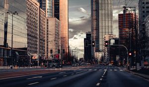 Preview wallpaper city, buildings, road, markings, street