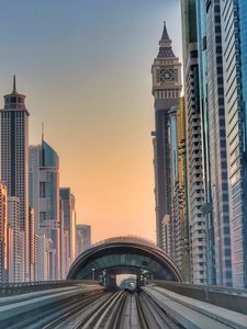 Preview wallpaper city, buildings, road, tunnel, architecture