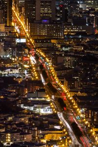 Preview wallpaper city, buildings, road, backlight, aerial view