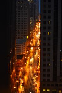 Preview wallpaper city, buildings, road, cars, lights, aerial view, dark