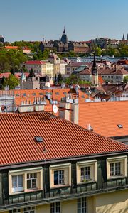 Preview wallpaper city, buildings, roofs, trees