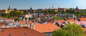 Preview wallpaper city, buildings, roofs, trees