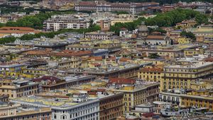 Preview wallpaper city, buildings, roofs, architecture, aerial view, cityscape