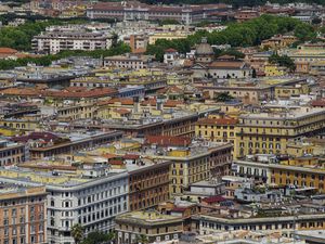 Preview wallpaper city, buildings, roofs, architecture, aerial view, cityscape