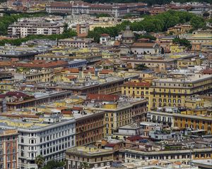 Preview wallpaper city, buildings, roofs, architecture, aerial view, cityscape