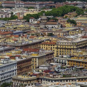 Preview wallpaper city, buildings, roofs, architecture, aerial view, cityscape