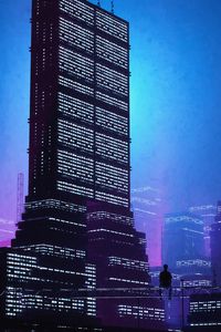 Preview wallpaper city, buildings, silhouette, alone, purple, dark