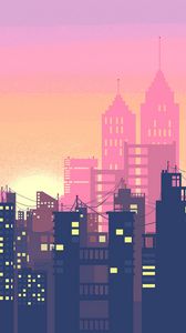 Preview wallpaper city, buildings, silhouettes, vector, art