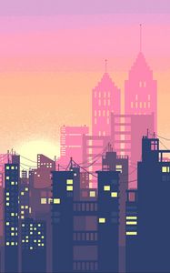 Preview wallpaper city, buildings, silhouettes, vector, art
