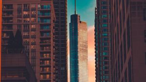 Preview wallpaper city, buildings, skyscraper, road, architecture