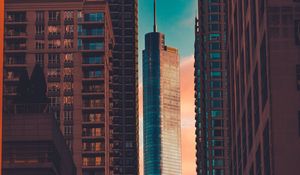 Preview wallpaper city, buildings, skyscraper, road, architecture