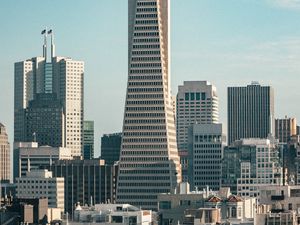 Preview wallpaper city, buildings, skyscraper, architecture, aerial view