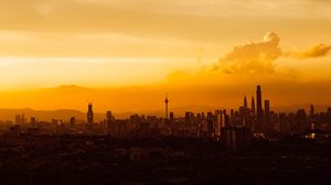 Preview wallpaper city, buildings, skyscrapers, sunset, sky