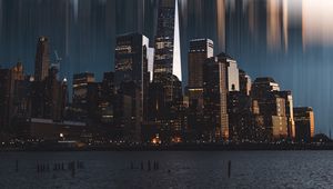 Preview wallpaper city, buildings, skyscrapers, blur, illusion