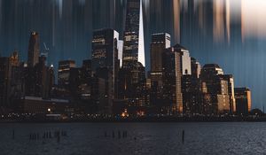 Preview wallpaper city, buildings, skyscrapers, blur, illusion