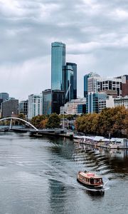 Preview wallpaper city, buildings, skyscrapers, river