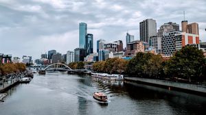 Preview wallpaper city, buildings, skyscrapers, river