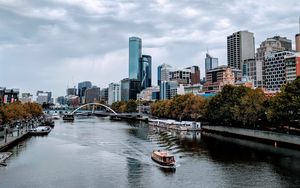 Preview wallpaper city, buildings, skyscrapers, river