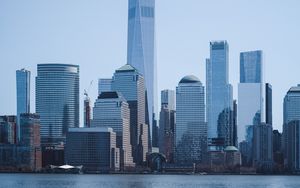 Preview wallpaper city, buildings, skyscrapers, water, architecture