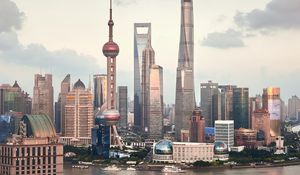 Preview wallpaper city, buildings, skyscrapers, towers, architecture, aerial view