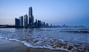 Preview wallpaper city, buildings, skyscrapers, sea, beach, coast