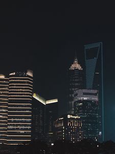 Preview wallpaper city, buildings, skyscrapers, night, dark