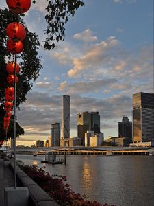 Preview wallpaper city, buildings, skyscrapers, architecture, river